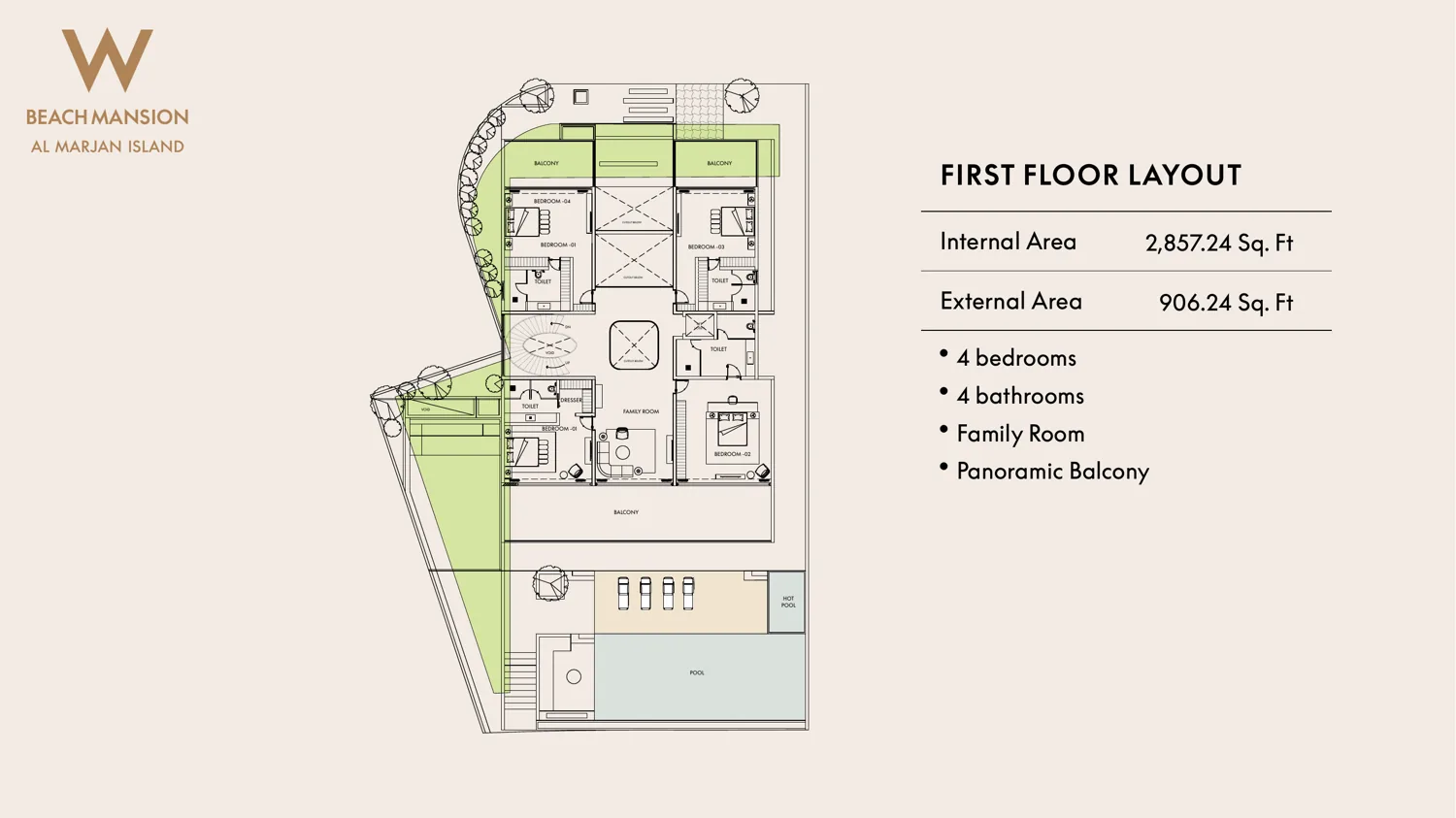 W Beach Mansion first floor layout